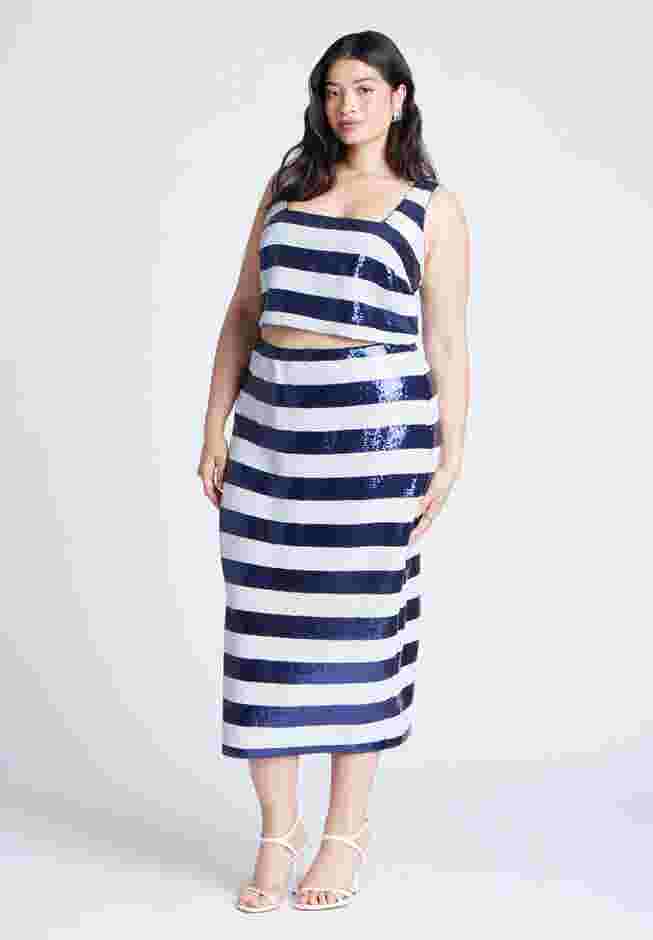 Sequin Striped Midi Skirt image number 0