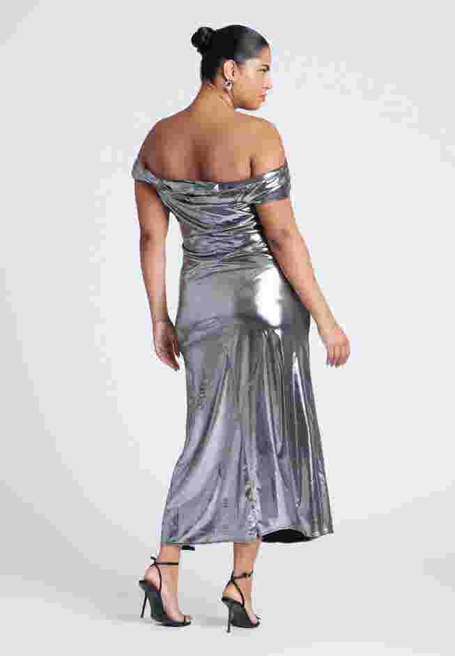Twist Neck Lame Maxi Dress image number 2