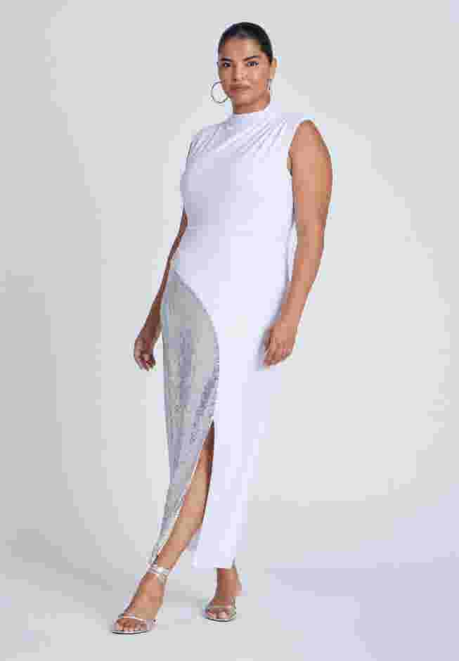 Funnel Neck Knit Dress With Sequin image number 3