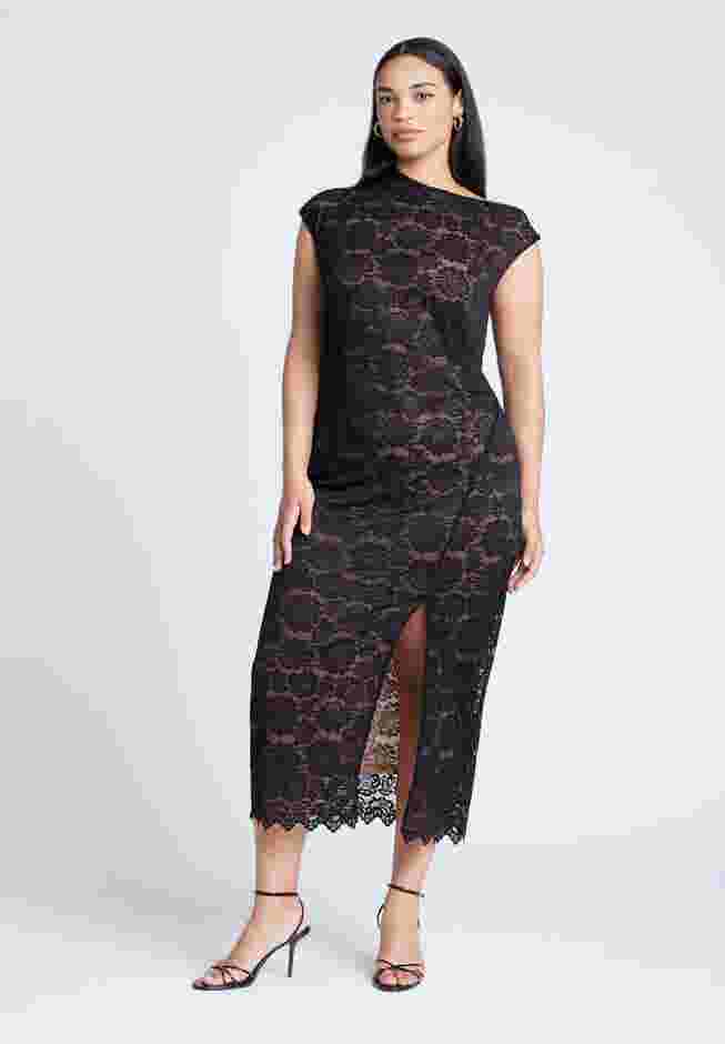 Lace Fitted Midi Dress image number 3