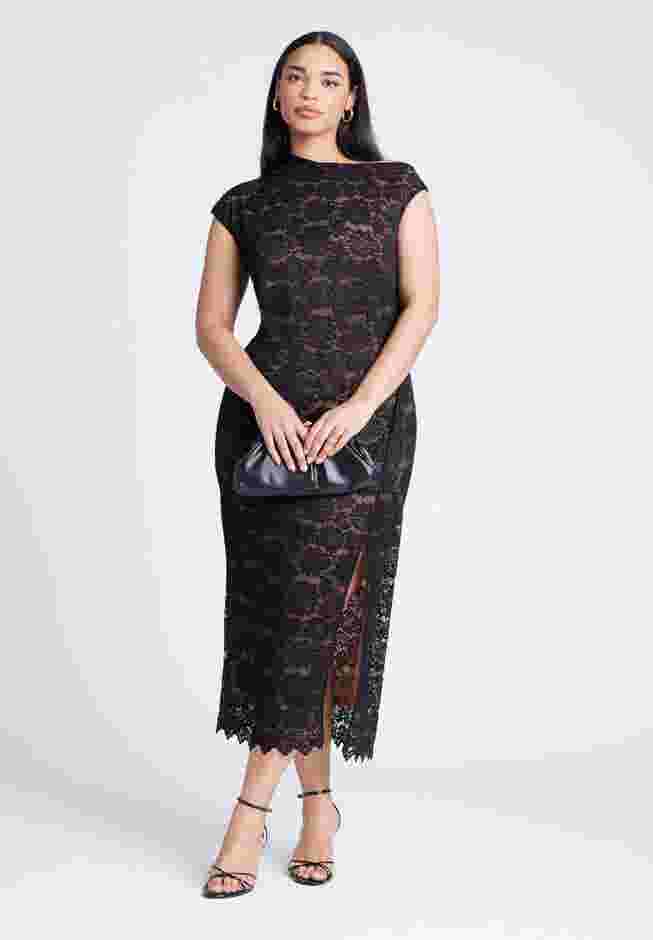 Lace Fitted Midi Dress image number 4