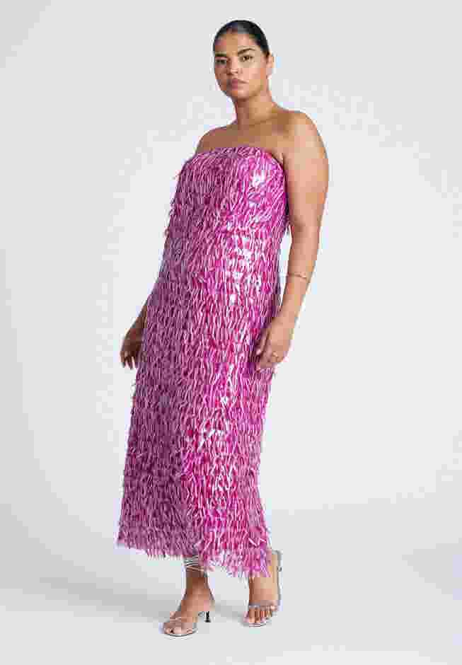 Strapless Paillette Dress image number 4