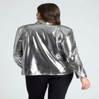 Metallic Button Up Top With Shoulder Pad image number null