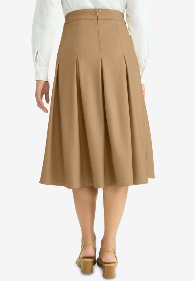 Faux Leather Pleated Midi Skirt image number 1