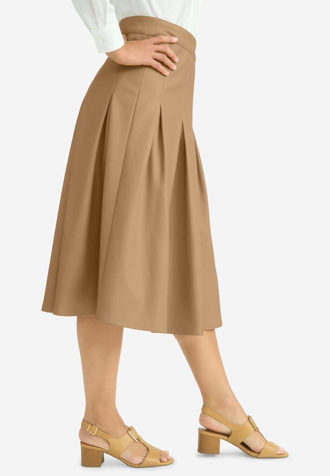 Faux Leather Pleated Midi Skirt image number 2