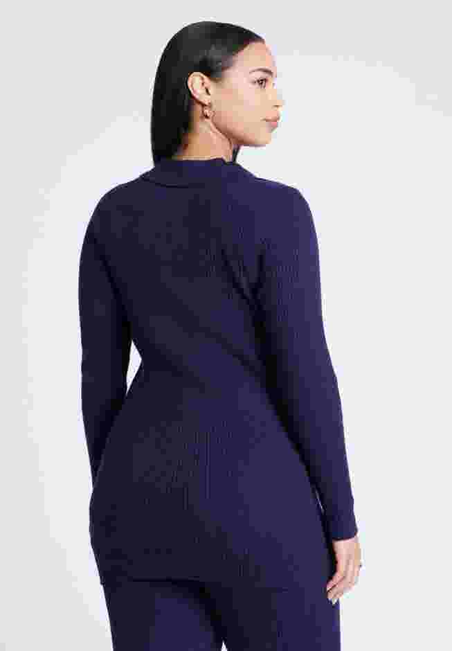  Button Front Long Ribbed Cardigan image number 1