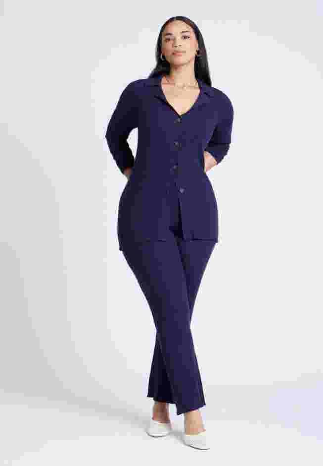  Button Front Long Ribbed Cardigan image number 2