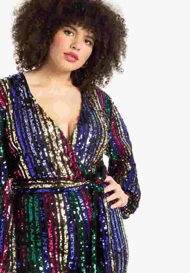 Multicolor Stripe Sequin Jumpsuit image number 5