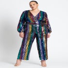 Multicolor Stripe Sequin Jumpsuit image number null