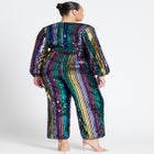 Multicolor Stripe Sequin Jumpsuit image number null