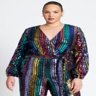 Multicolor Stripe Sequin Jumpsuit image number null