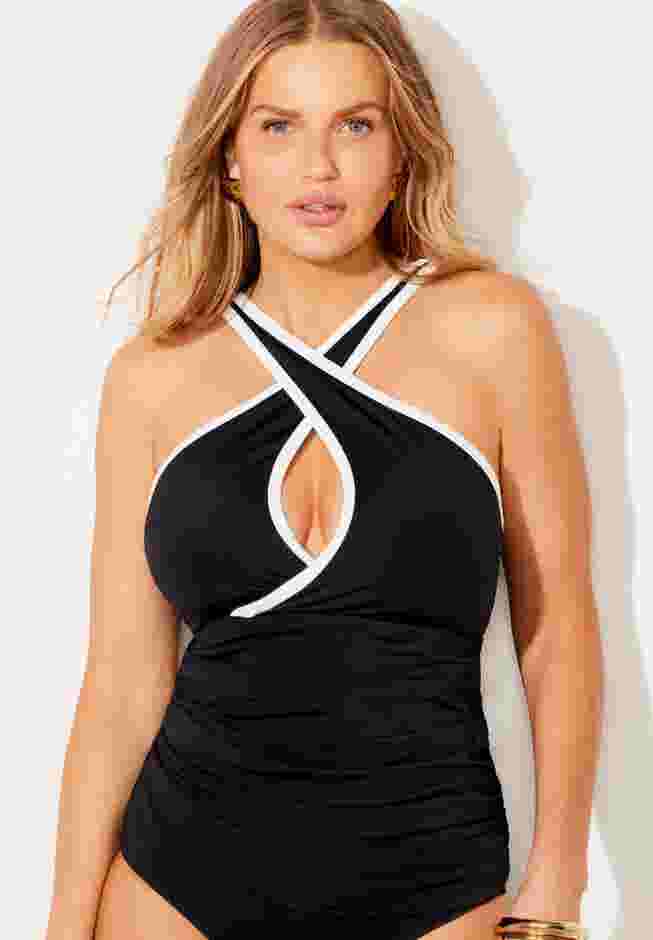 Crisscross High Neck Tankini Top image number 3
