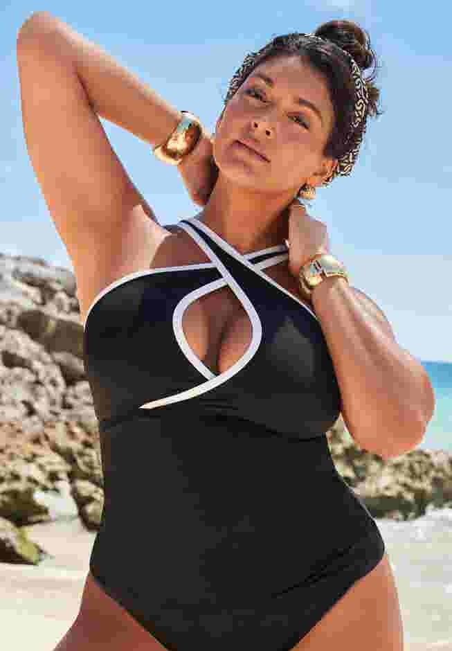 Crisscross High Neck Tankini Top image number 0