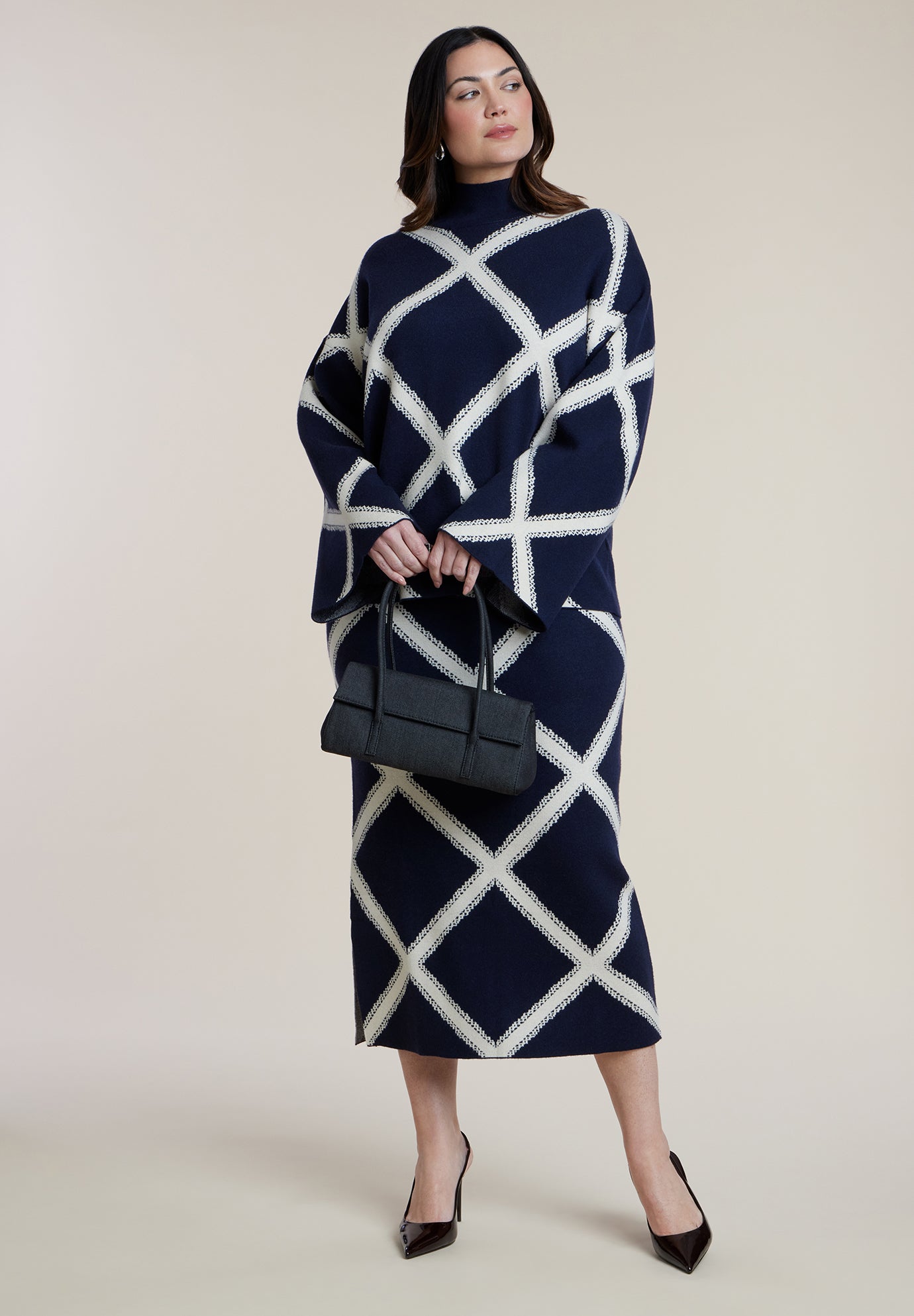 Mock Neck Intarsia Sweater image number 3