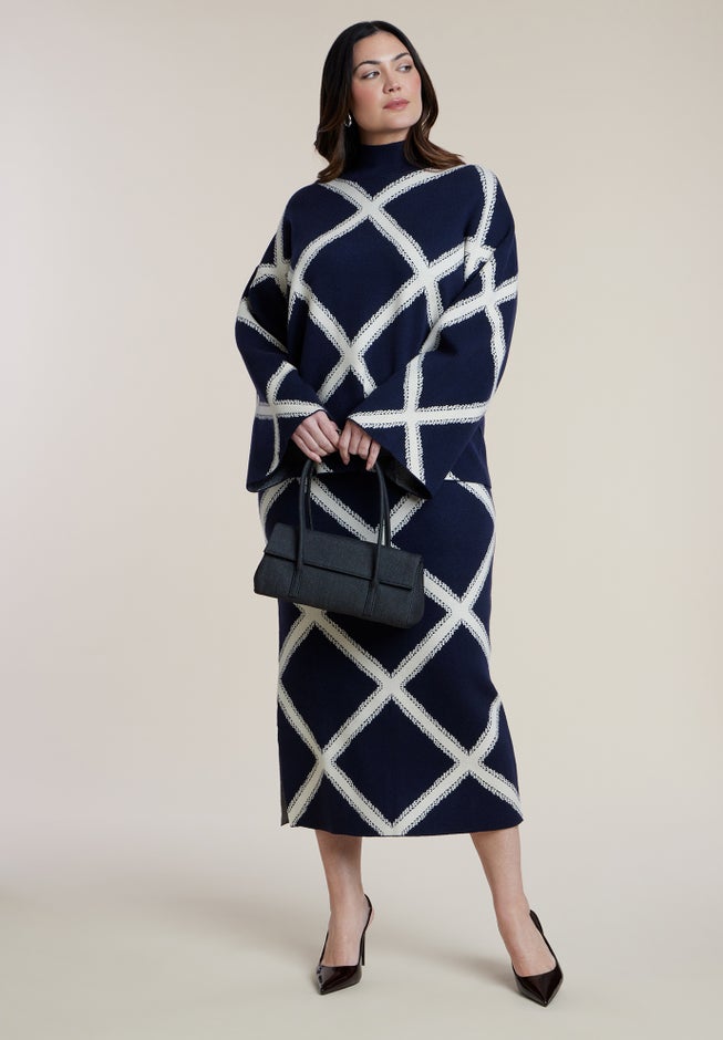 Mock Neck Intarsia Sweater image number 3