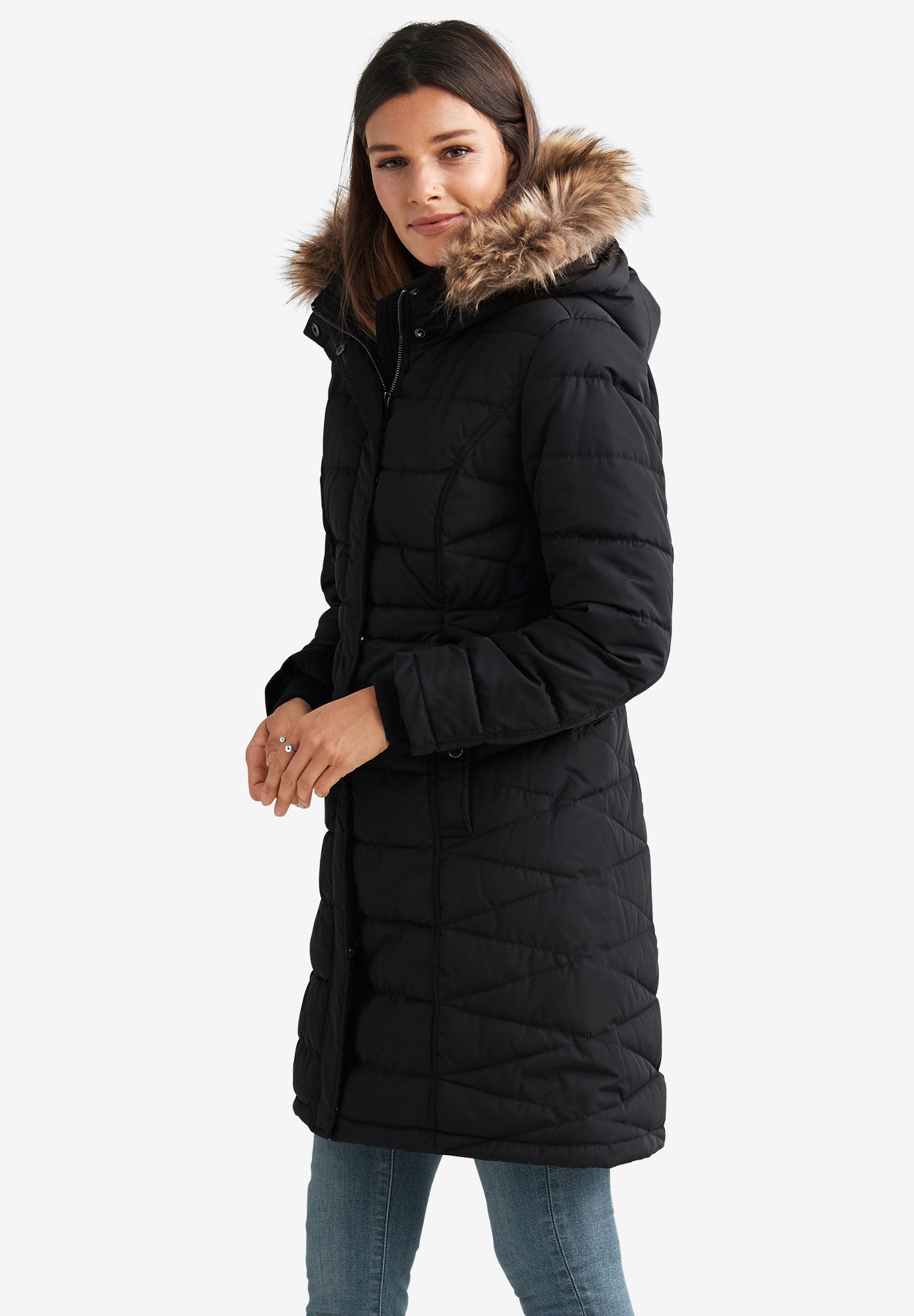 Faux Fur Trim Puffer image number 0