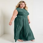 Boatneck Plisse Cap-Sleeve Maxi Dress image number null