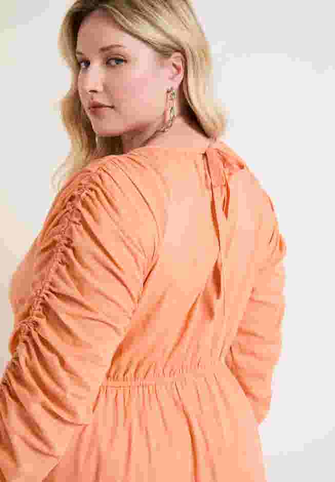 Cotton Voile Ruched Midi Dress image number 3