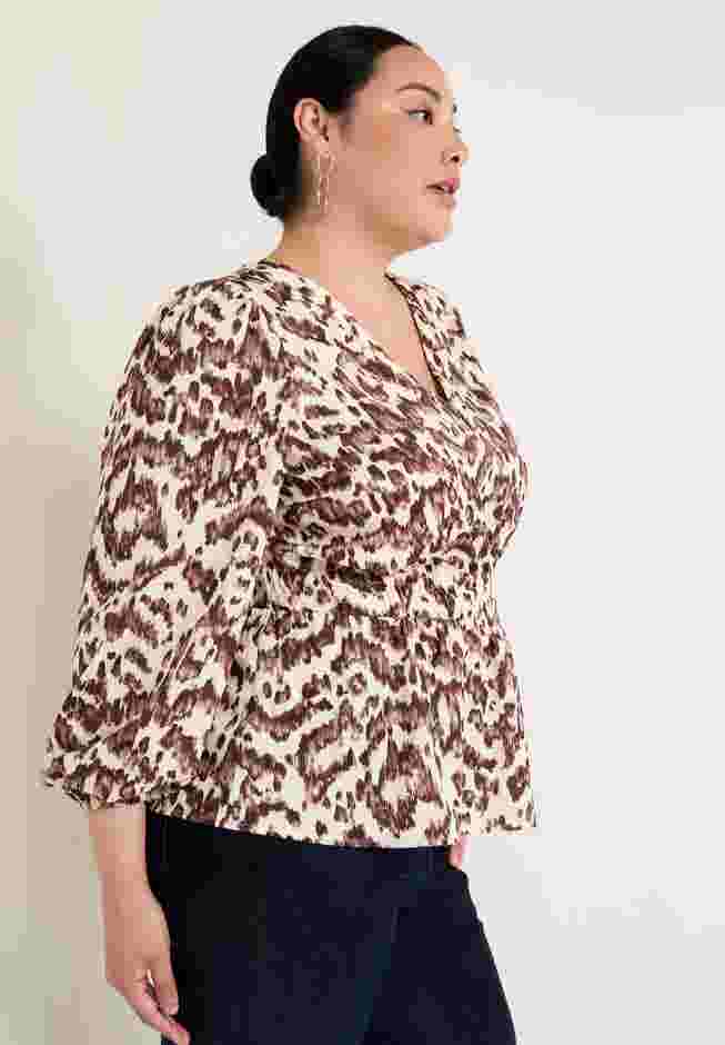 Puff-Sleeve Peplum Blouse image number 2