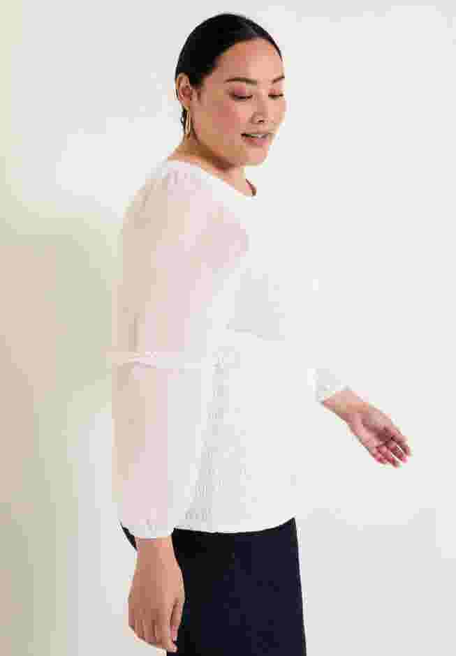 Puff-Sleeve Smocked Blouse image number 2