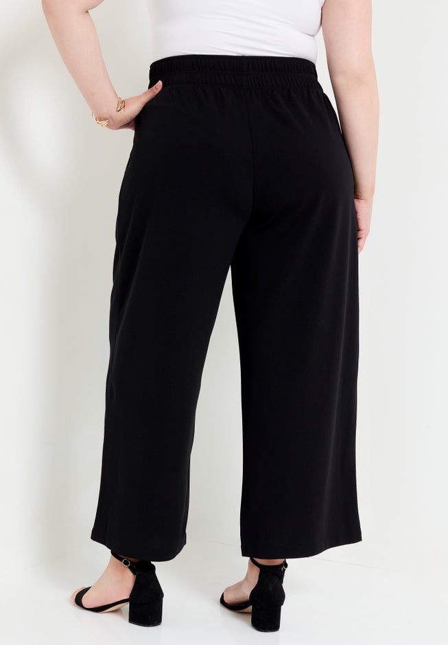 Cropped Wide-Leg Knit Pants image number 1
