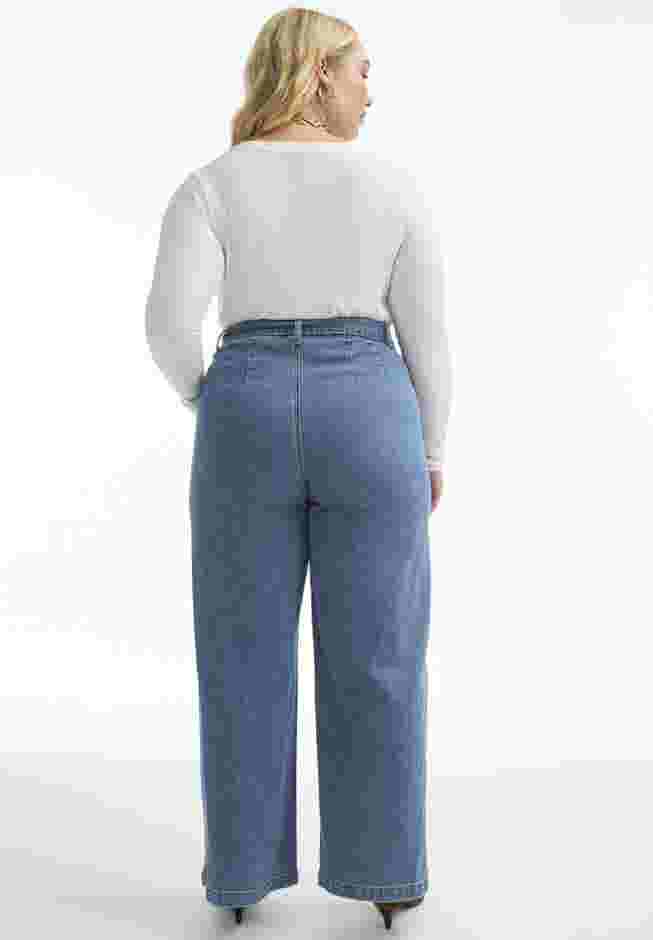 Curvie Fit High-Waisted Wide-Leg Utility Jean image number 1