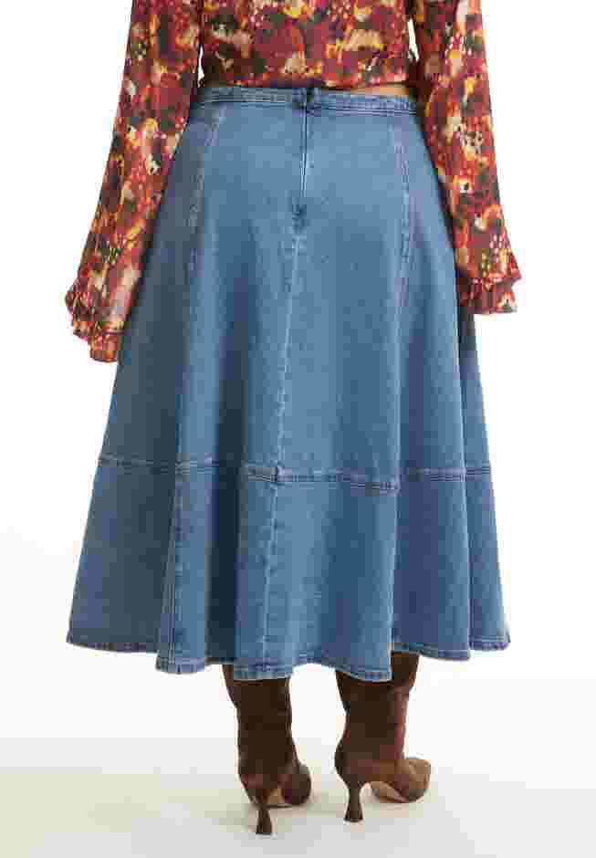 Fit-And-Flare Denim Midi Skirt image number 1