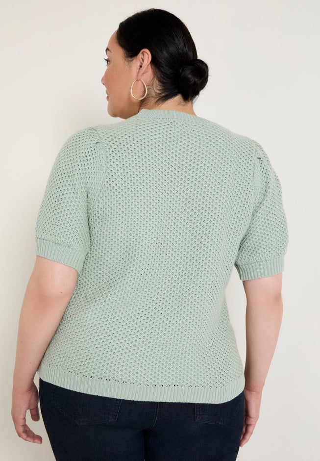 Puff-Sleeve Knit Sweater image number 1