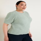 Puff-Sleeve Knit Sweater image number null
