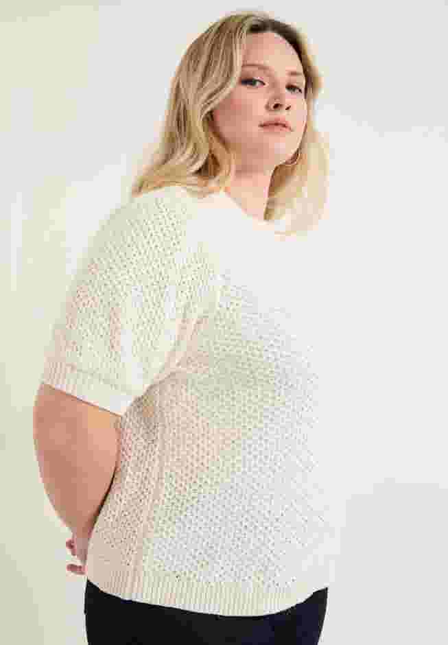 Puff-Sleeve Knit Sweater image number 1