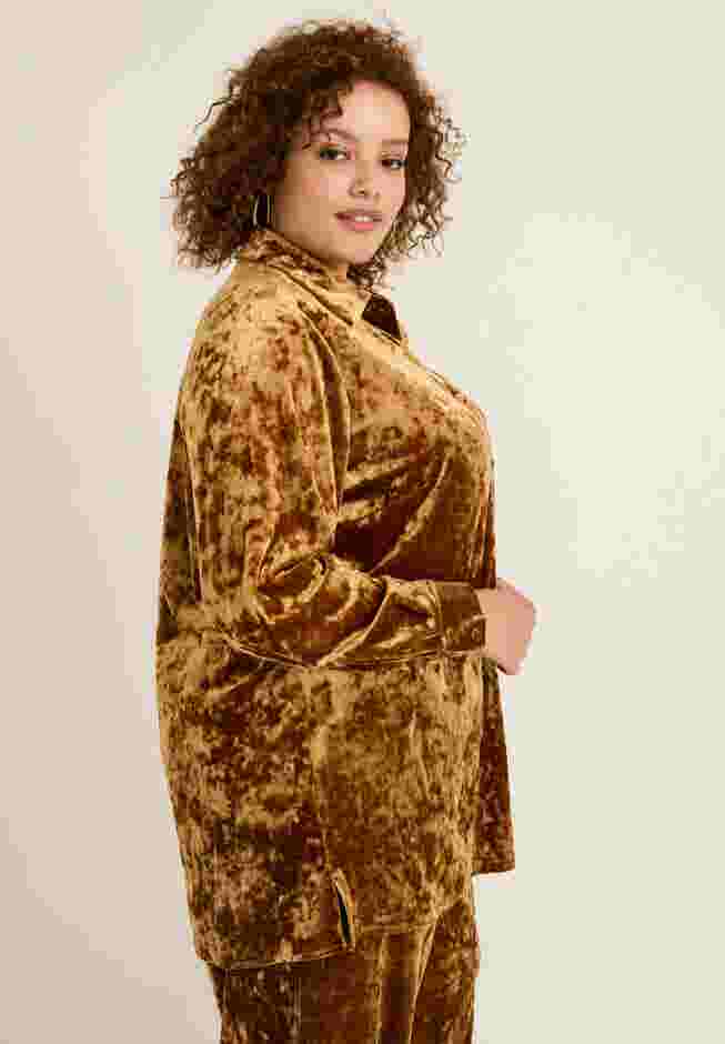 Crushed Velvet Button-Down Top image number 2
