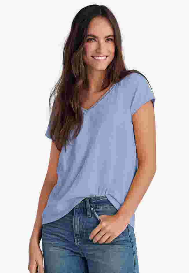 Crochet Trim Tee image number 0