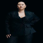 Shiny Pinstripe Blazer image number null