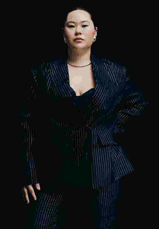 Shiny Pinstripe Blazer image number 4