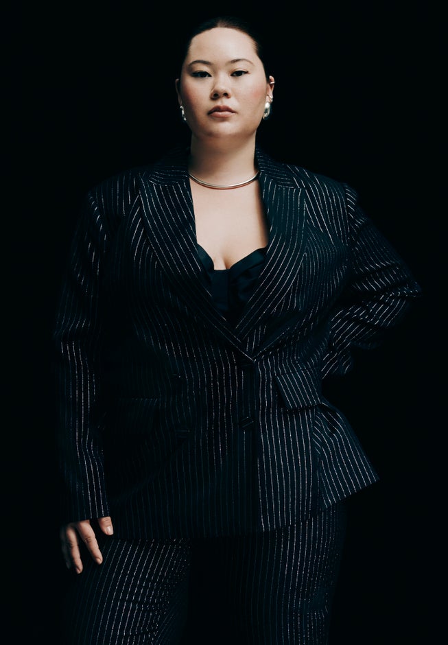 Shiny Pinstripe Blazer image number 4