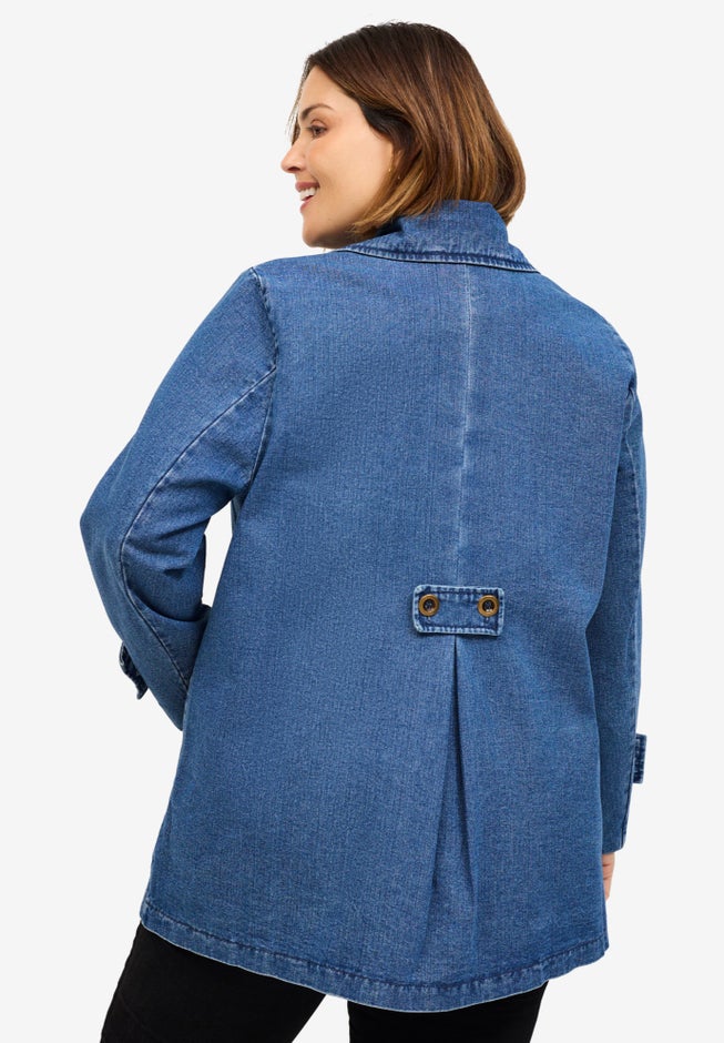 Button Front Denim A-line Jacket image number 1