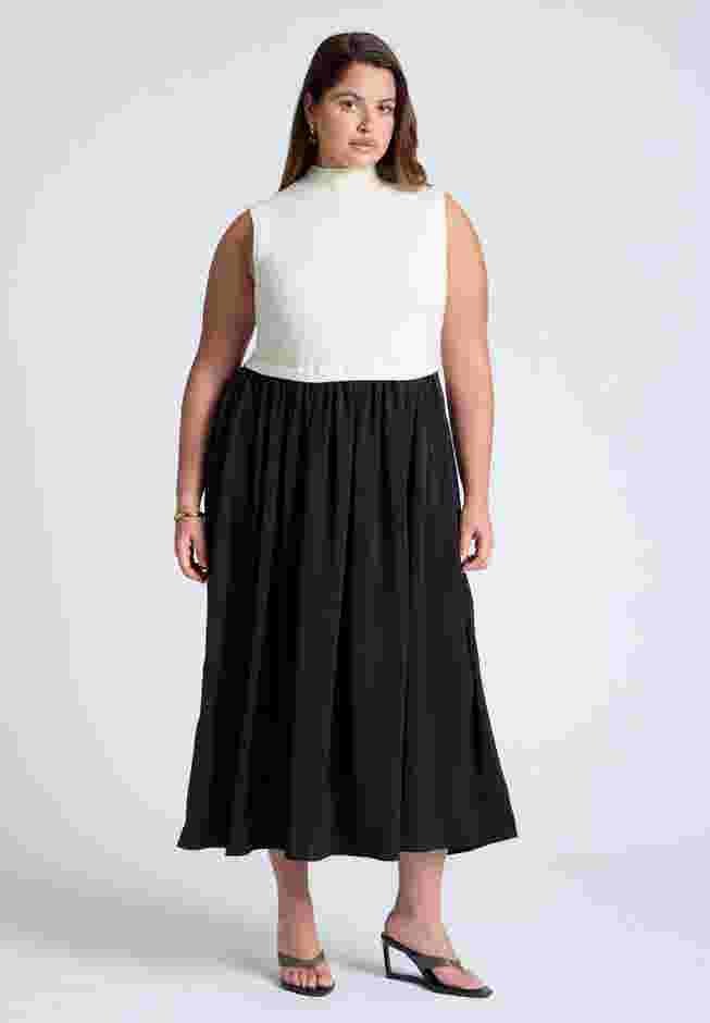 Sleevless Mockneck Twofer Midi Dress image number 1
