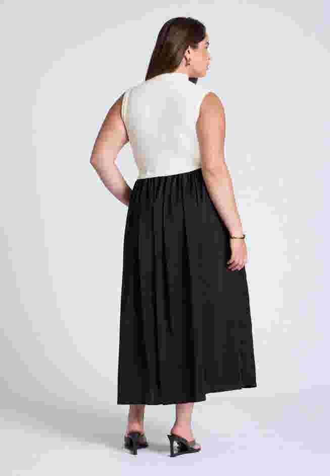 Sleevless Mockneck Twofer Midi Dress image number 2