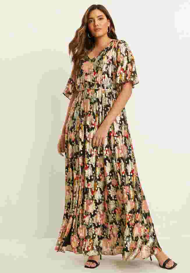 Metallic Printed Maxi Dress image number 0