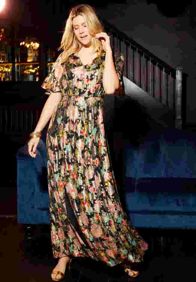 Metallic Printed Maxi Dress image number 5