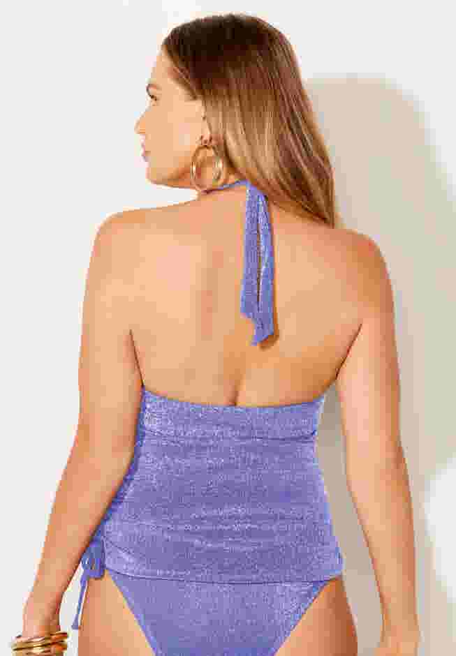 Adjustable Sparkle Halter Tankini Top image number 1