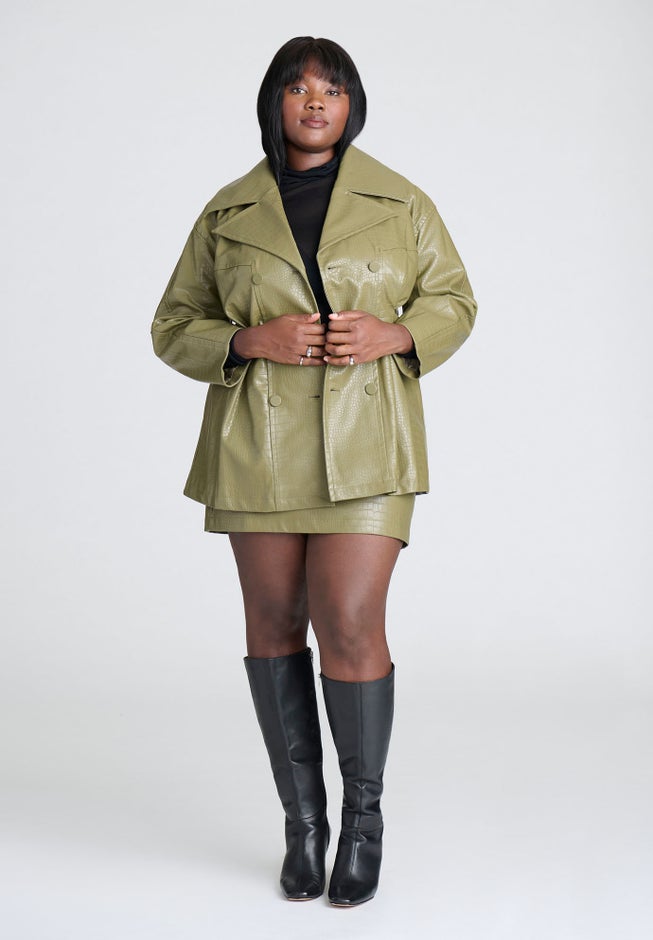 Croc Faux Leather Jacket image number 2