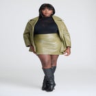 Croc Faux Leather Mini Skirt image number null