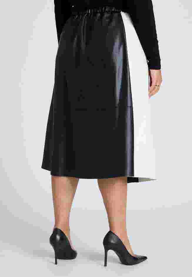 Colorblocked Faux Leather Full Midi Skirt image number 2