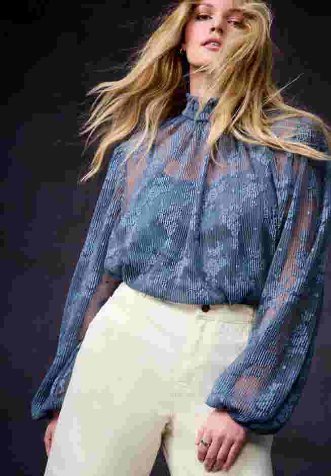 Smocked Mockneck Blouse image number 0