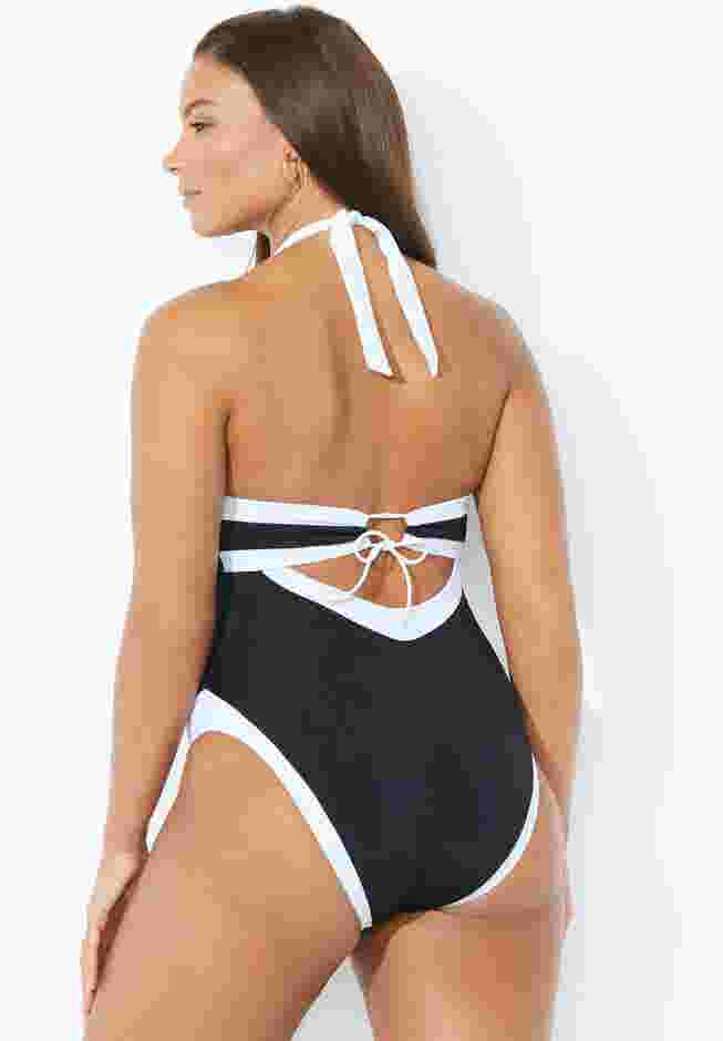 Plunge V-Neck One Piece Swimsuit image number 1