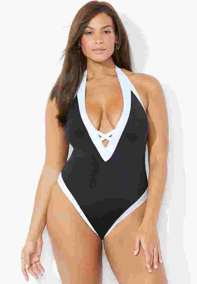 Plunge V-Neck One Piece Swimsuit image number 2