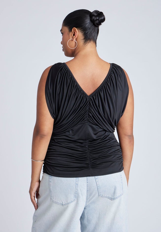 Shirred Bust V-Neck Top image number 1