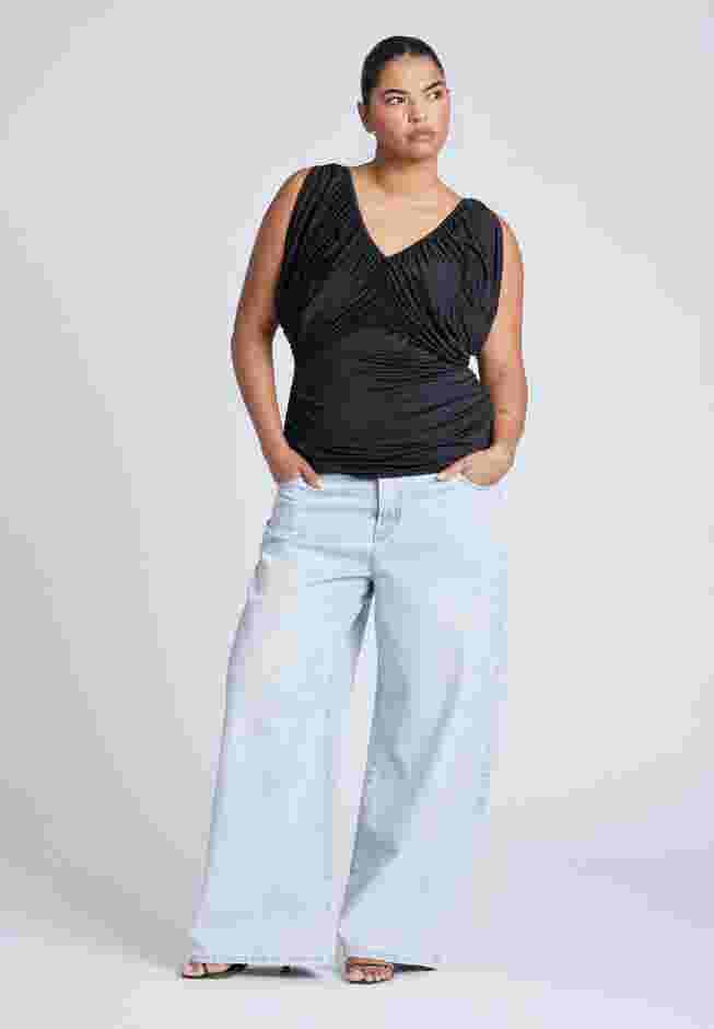 Shirred Bust V-Neck Top image number 2