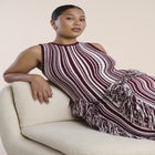 Peplum Fringe-Detail Sweater Maxi Dress image number 3